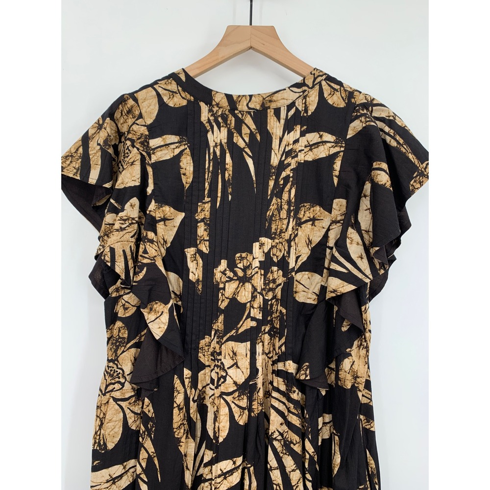Maeve Anthropologie Dress Womens Medium Black Brown Floral Maxi Boho Summer - Picture 6 of 10